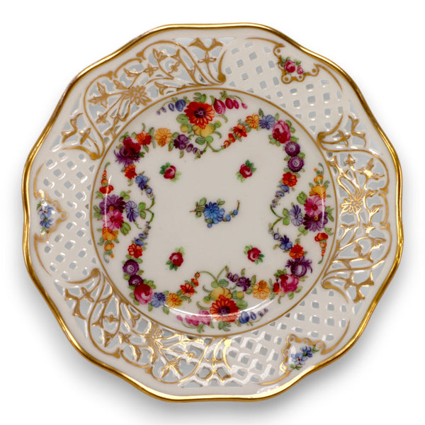 Schumann Reticulated Bread Butter Plate 5 3/4" Reticulated Floral Swags Germany