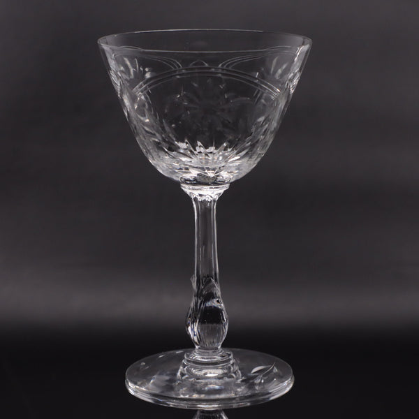 Tulip Stem Floral Wheel Cut 5" Liquor Cocktail Glass UNK313