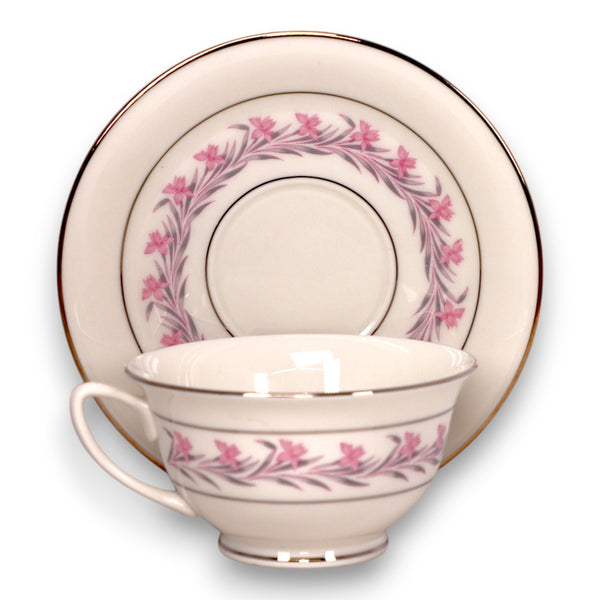 Royal Jackson Romance Pink Floral Fine China Teacup & Saucer Vintage 1980s