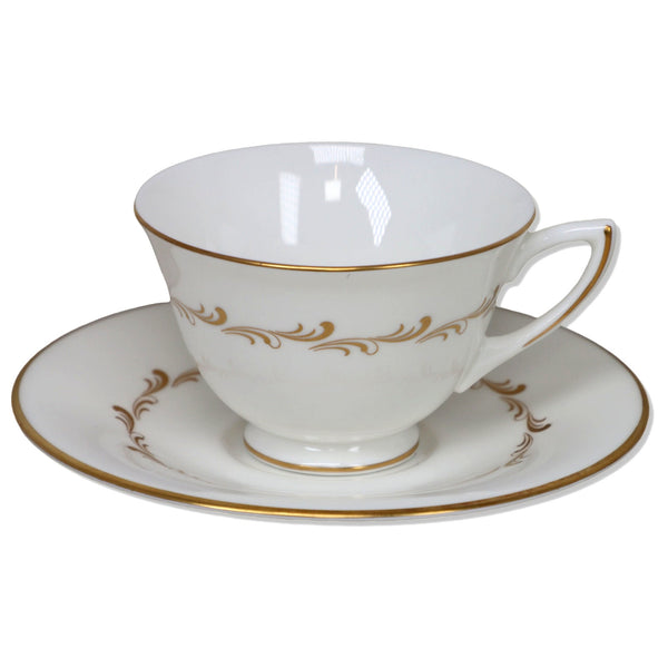 Royal Doulton Rondo H4935 Tea Cup Saucer Set Gold White Vintage 1950's