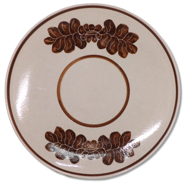 Cairem Pottery 10" Dinner Plate  Brown on tan Salt Glazed Stoneware Mexican