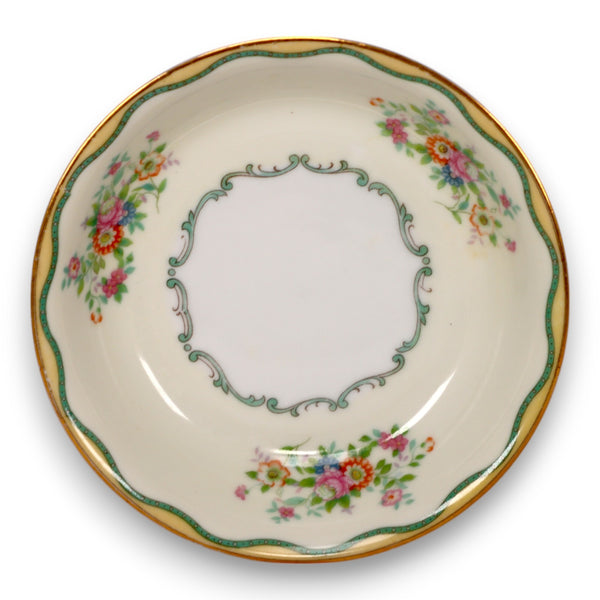 Noritake N284 Green and Yellow Wavy Border Floral Fruit Berry Bowl