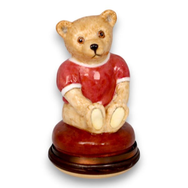 Halcyon Days Bonbonniere Enamel Teddy Bear Porcelain Trinket Box 2 1/2" England