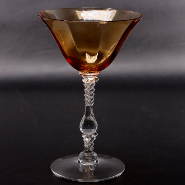 Cambridge Topaz Optic Bowl Champagne Coupe 3121 Stem Vintage 1930's