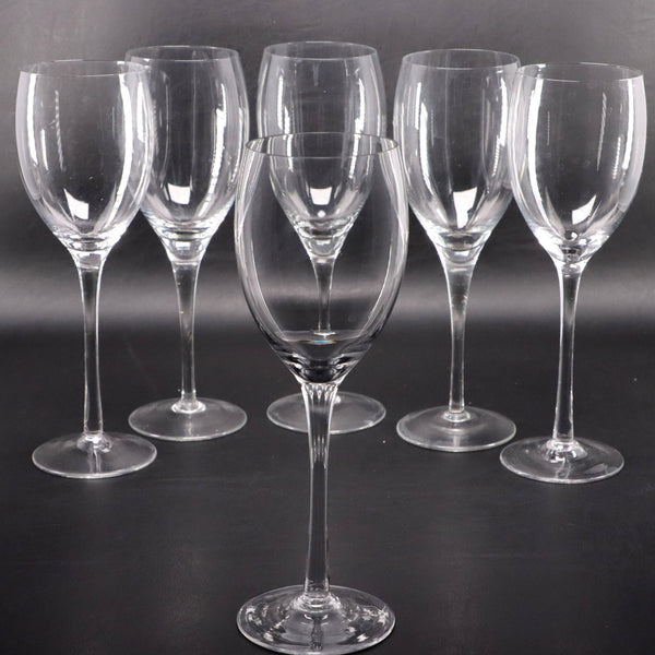 Crystal Wine Goblet 6pc Glass Set 8 1/2" H Vintage