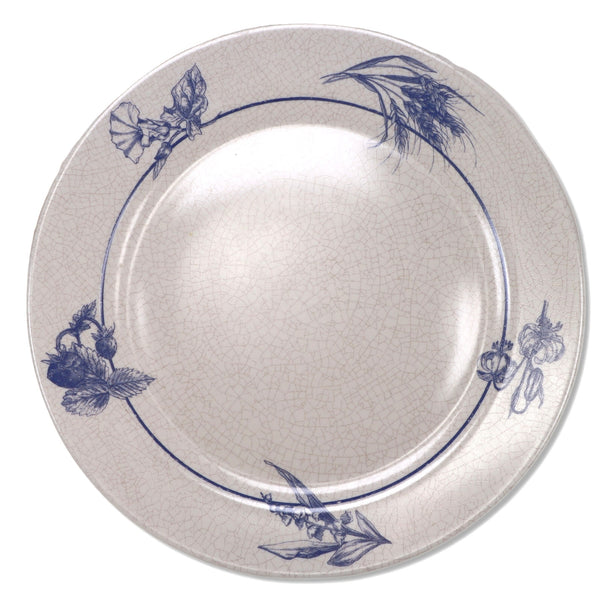 Arcopal Blue & White Crackle 12 5/8" Round Chop Plate Glass France Vintage 1970