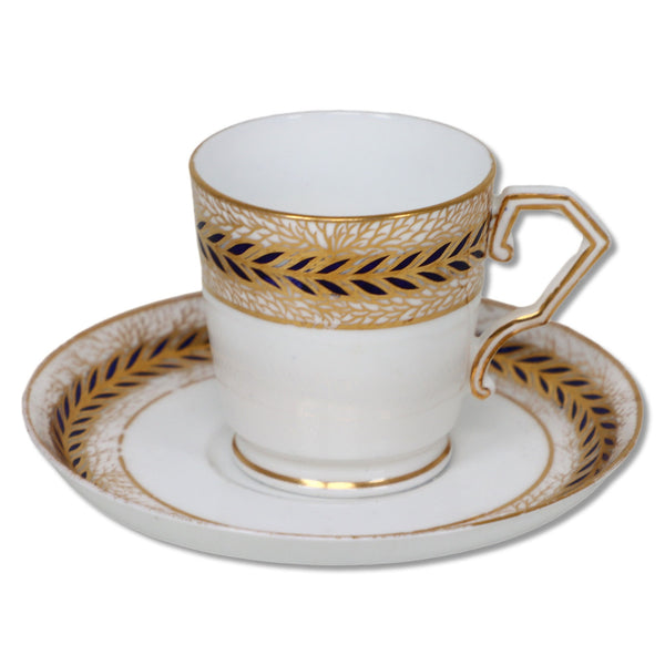 Royal Crown Derby Demitasse Tea Cup Saucer Set Cobalt Gold Laurel 1884-90