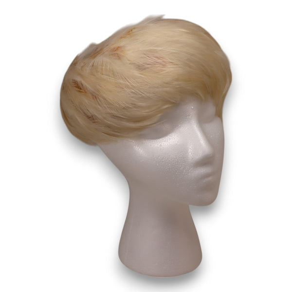 Vintage Blonde Feather Hat for Women - Net Lining, 1950s Style Size SM