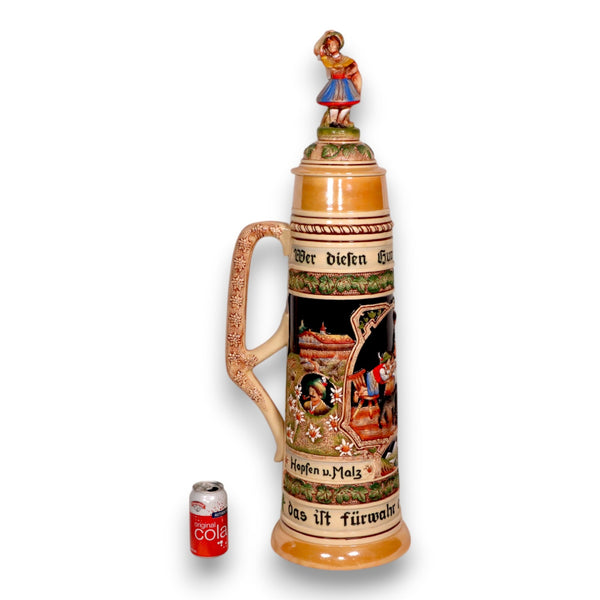 King Werke 35" 12 Liter German Beer Stein Tankard Dancing Bavarian Couple KI300F