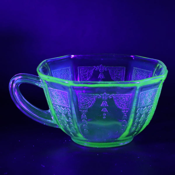 Anchor Hocking Princess Vaseline Uranium Depression Glass Tea Cup