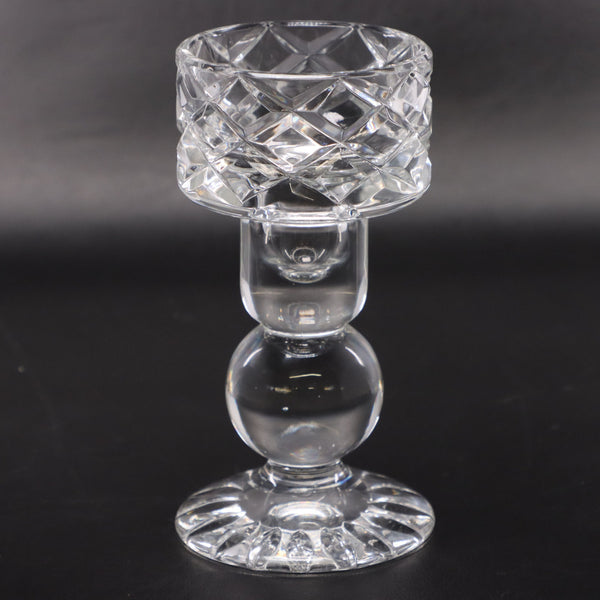 Block BLC20 Crystal Candle Holder 6" Clear Cut Glass Ball Stem Poland