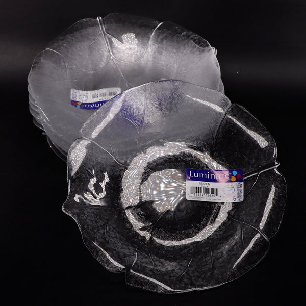 Luminarc Arcoroc 10pc  Leafen Clear Glass Salad Plates 9" France New