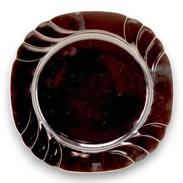 Ranmaru Wave Golden Black Chop Plate Platter 11 3/4" Japan Vintage