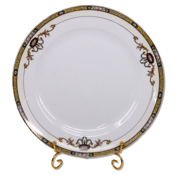 Noritake Delmonte Black Gold 10" Dinner Plate Japanese Porcelain Circa 1921