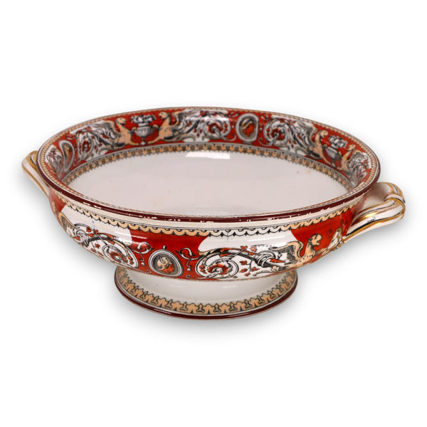 Minton Florentine Red C495 Compote Bowl Serving Dish England Antique 1862