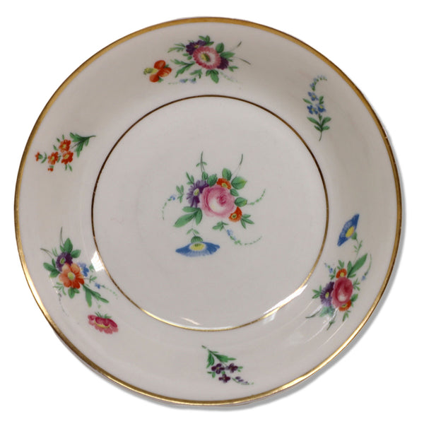 Syracuse Selma Fruit Bowl 5" Old Ivory Floral Gold Trim Vintage USA 1950's