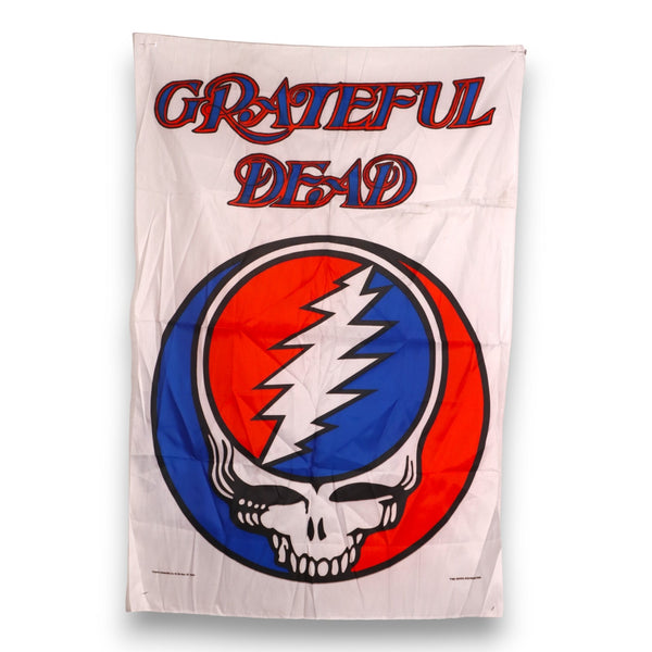 Grateful Dead Productions 1989 Steal Your Face White Satin Banner 9" x 44"