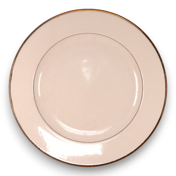 Homer Laughlin Diplomat 10" Dinner Plate Gold on Cream USA Vintage 1990's