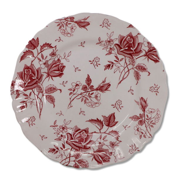 J & G Meakin Tudor Roses Pink Dinner Plate 9 3/4" England Vintage 1970's