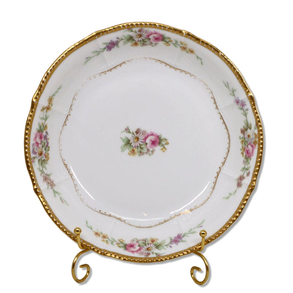 Elite Limoges 10" Serving Vegetable Pasta Bowl Floral Gold Embossed Rim 1920's