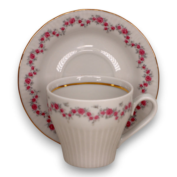JLMenau Graf Von Henneberg HEP12 German Pink Rose Demitasse and Saucer Set
