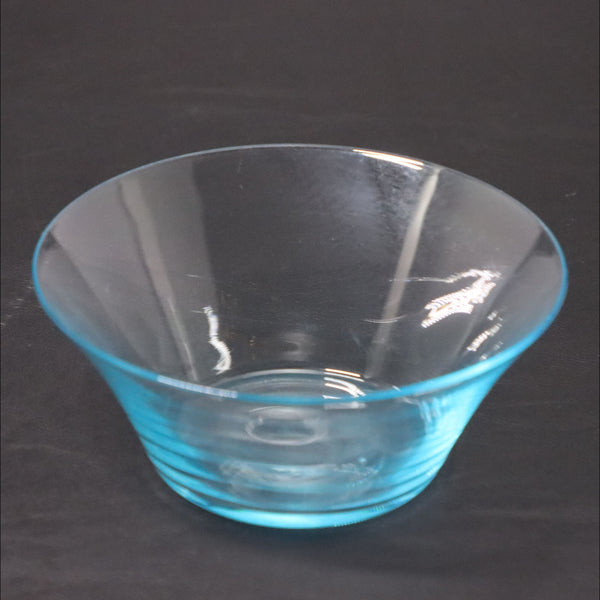 Crystal Azure Blue Fruit Bowl 4.5"OD Vintage Glass