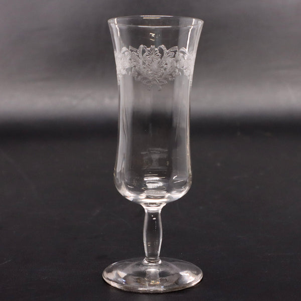 Tulip Shaped Etched Shell & Scroll Crystal Champagne Flute – Vintage 1940s