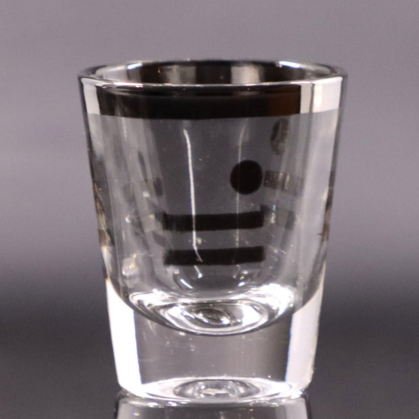 Dorothy Thorpe Platinum Silver band Dot Dash Line Equal Sign Shot Glass 1.5oz  1950's