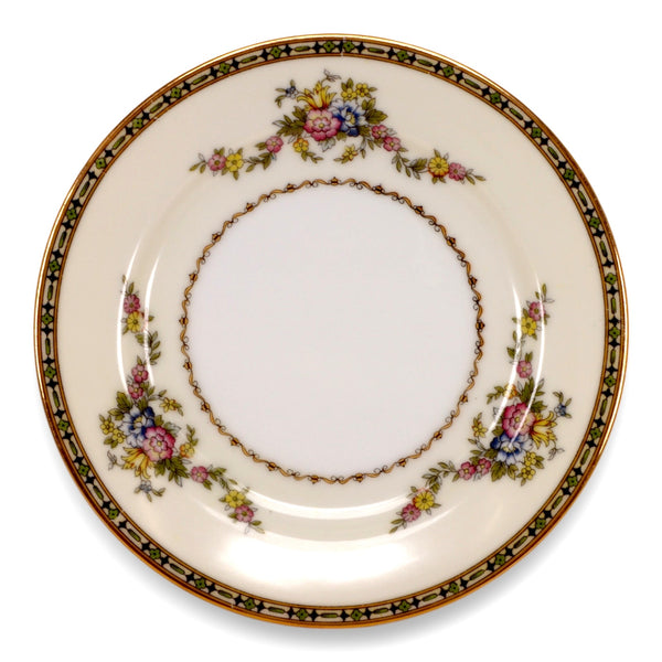 Noritake M Morimura Bread Plate 6 1/4" Swags Yellow Band Gold Trim Japan 1933