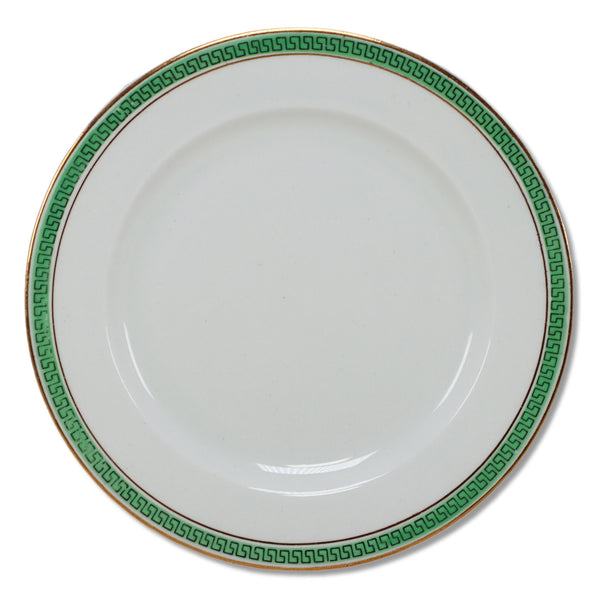 WH Grindley The Olympic Green Greek Key Gold Trimmed 7" Salad Plate Antique
