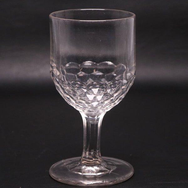 EAPG Honeycomb Pressed Glass Water Goblet 5 3/4" USA Flint Early 1900's