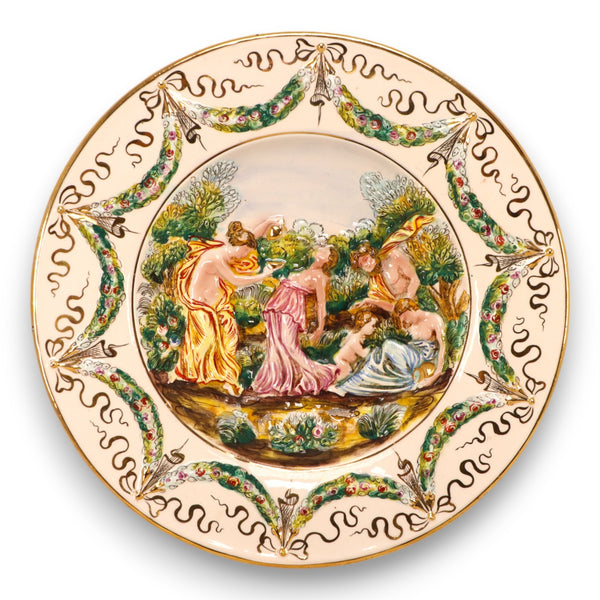 Ginori Doccia Capodimonte 12" Cabinet Plate Relief Figural Cherubs Gilded Italy
