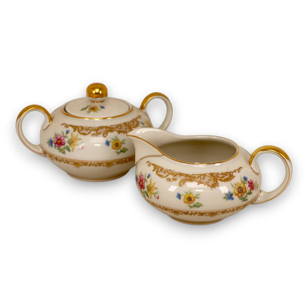 Baronet Rydal Eschenbach Creamer Sugar Bowl Set Gold Trim Germany Vintage 1940's