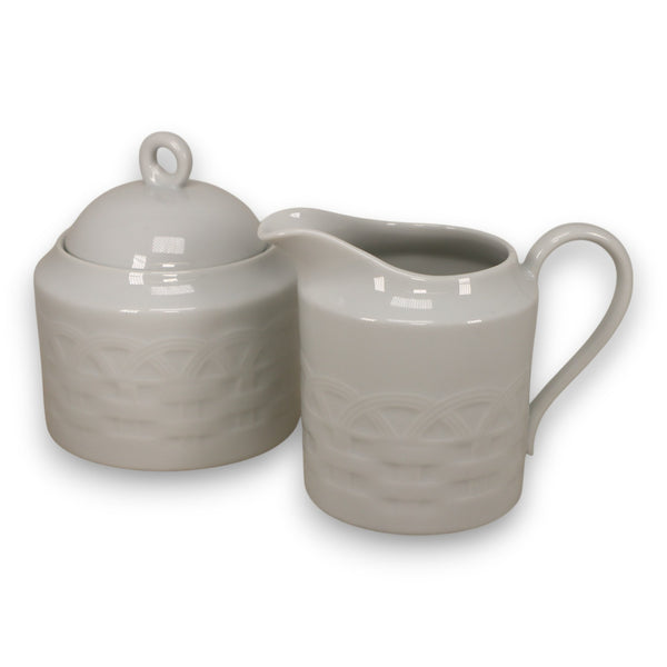 Studio Nova French Basket White Creamer Sugar Bowl Set M2075 Japan Vintage 1987