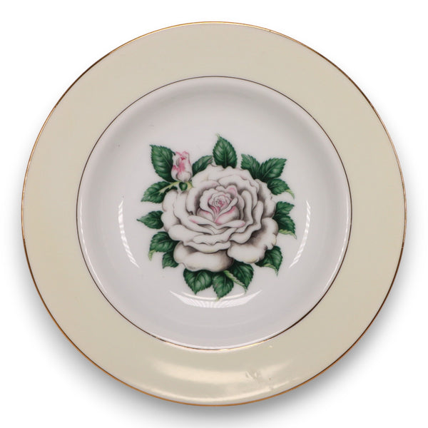 Kings Court White Rose Rimmed Soup Bowl 8 1/2" Vintage China 1960's