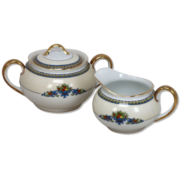 Noritake Sorrento Lidded Sugar Bowl and Creamer Set Japan 76965 Vintage 1920's