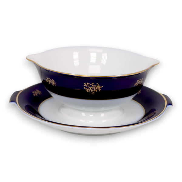 Rosenthal 5381 Gravy Boat Sauce Dish Classic Rose Cobalt Blue Gold Floral
