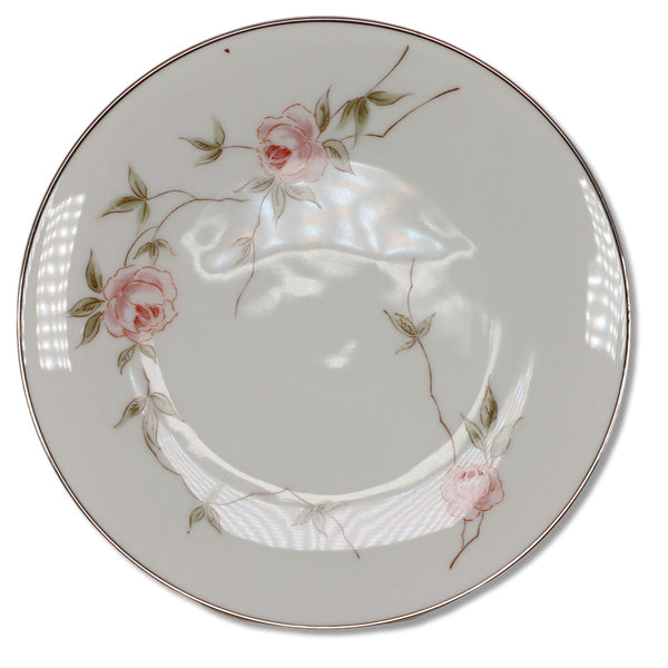 Franciscan NTK Japan Melrose 8 1/4" Salad Plate Pink Roses Platinum Trim 1961