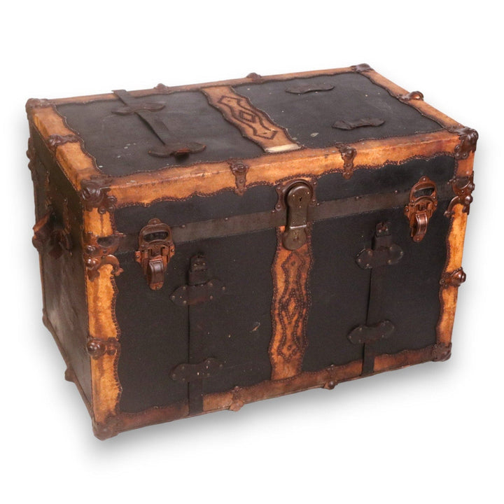 AE Meek Trunk Co Western Studded Leather Tray 36x24x21 Colorado Antique 1910's 5556