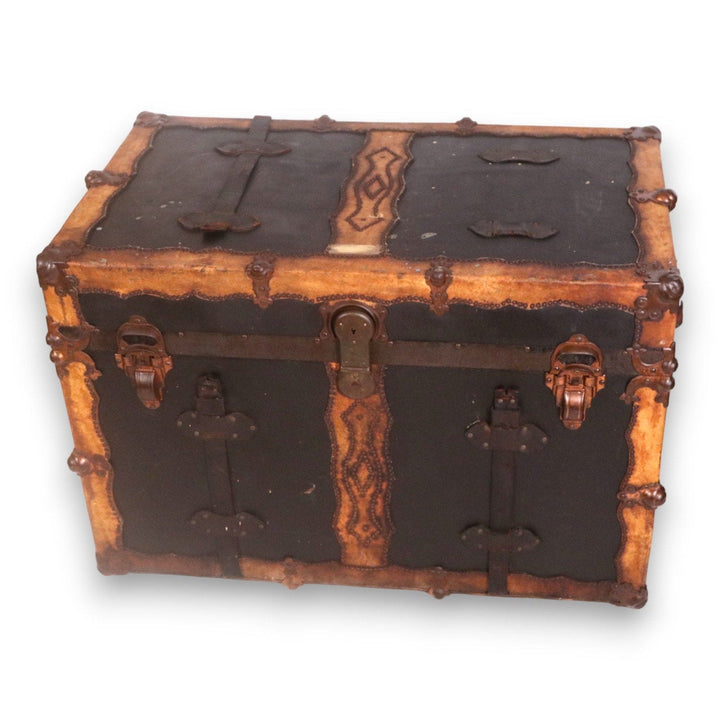 AE Meek Trunk Co Western Studded Leather Tray 36x24x21 Colorado Antique 1910's 5556