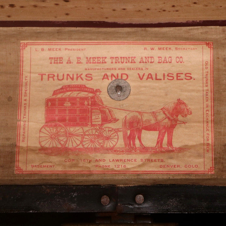 AE Meek Trunk Co Western Studded Leather Tray 36x24x21 Colorado Antique 1910's 5556