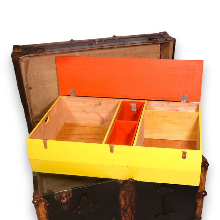 AE Meek Trunk Co Western Studded Leather Tray 36x24x21 Colorado Antique 1910's 5556