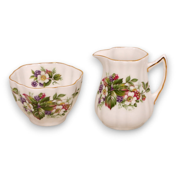 Queens Rosina Wild Flowers Bone China Creamer Sugar Bowl Set Bone China England