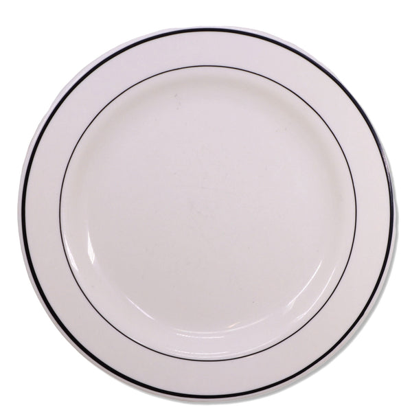 Arcopal Reception Gastronomie Dinner Plate 10 5/8" Charcoal Rings France 1990's