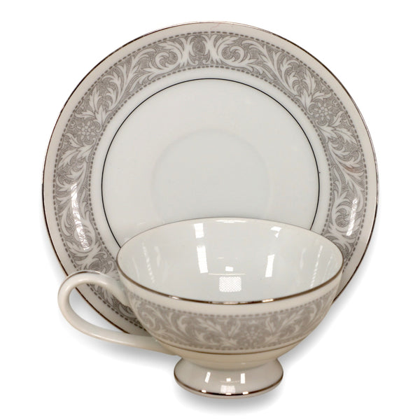 Imperial Whitney Gray Band With Leaf Scrolls Tea Cup and Saucer