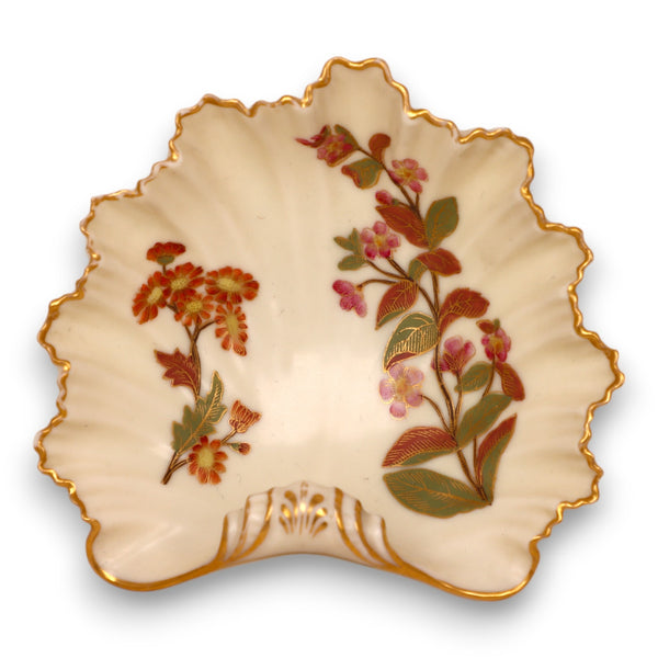 Royal Worcester Blush Ivory 1413 Scallop Shell Candy Trinket Dish Antique 1889