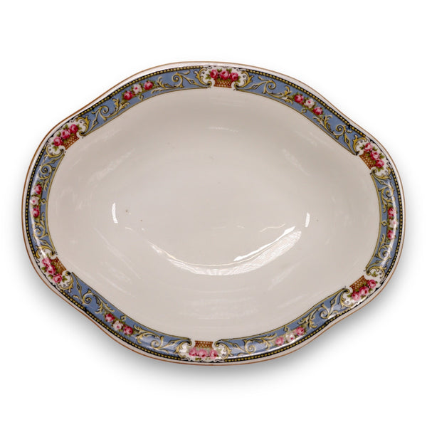 C Tielsch Altwasser 2181 Oval Vegetable Bowl 10" Roses Blue Silesia 1920's