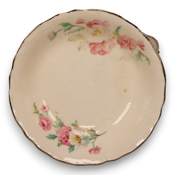 Homer Laughlin R3543 Fruit Bowl 5" Roses Platinum Trim USA Vintage 1930's