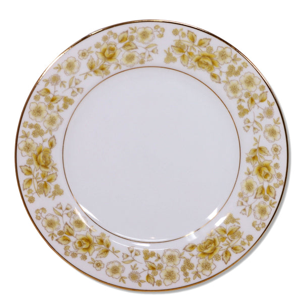 Chadds Ford CF Golden Rose Bread Plate 6 1/4" Yellow Floral Gold Vintage 1960's