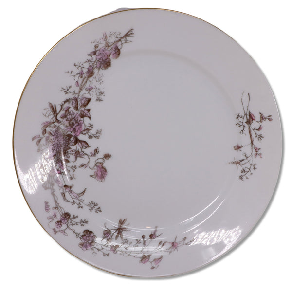 Delinieres D & Co Limoges DEI87 Luncheon Plate 9 1/2" Pink Lavender Antique 1894